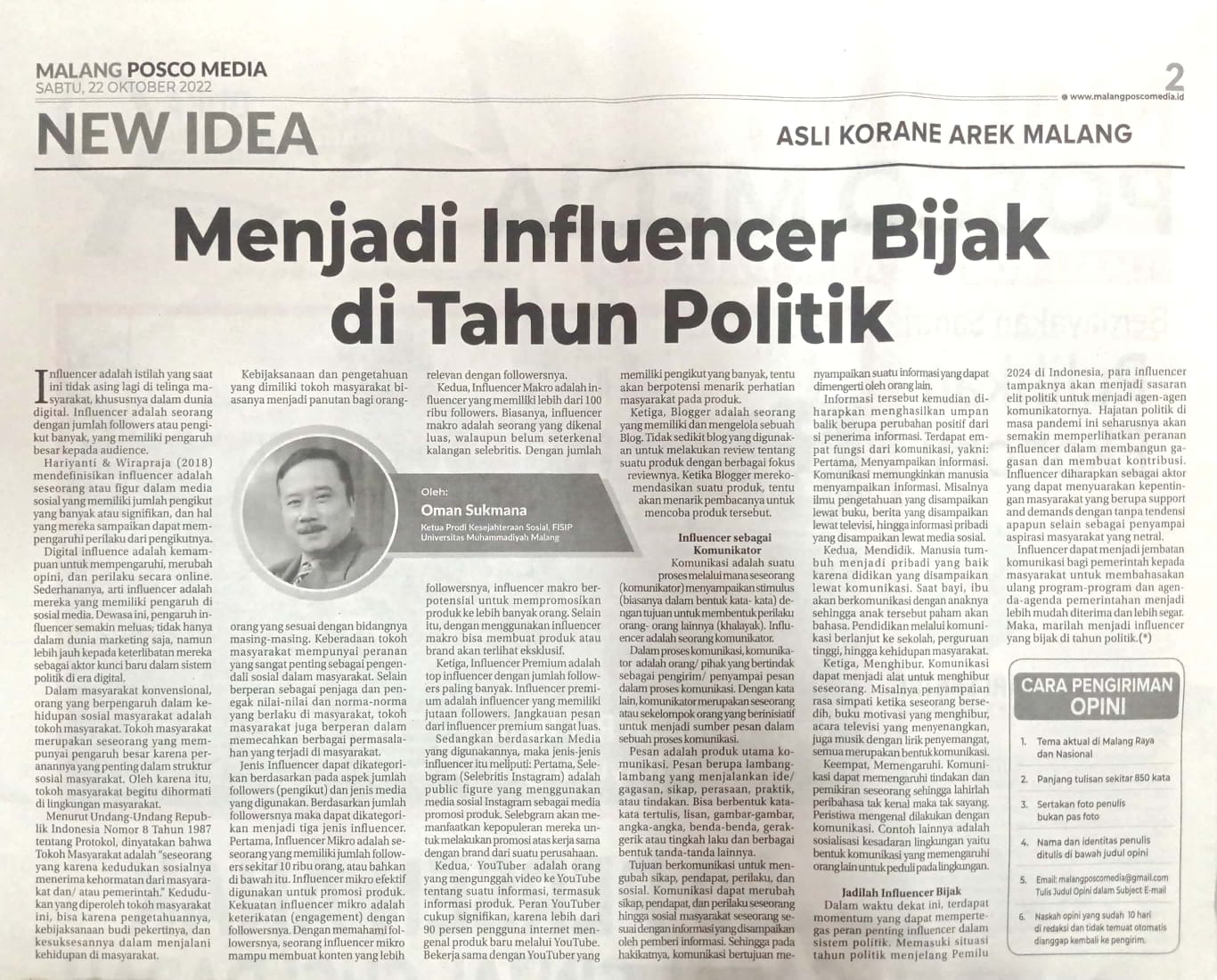 Menjadi Influencer Bijak Di Tahun Politik Malang Posco Media Umm